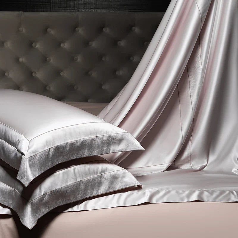 Decobites Silky Satin Brocade Jacquard Bedding Set with Egyptian Cotton for Luxury Comfort