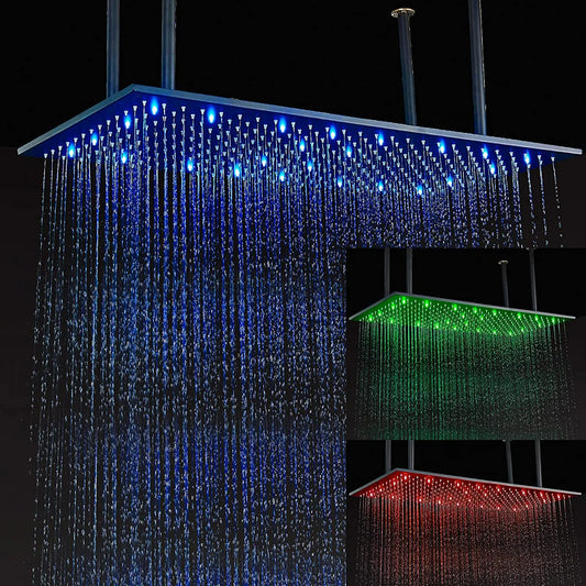 DecorBites™ 16"x32" LED Rainfall Shower Head - Color Changing Luxury Square Design
