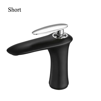 DecorBites™ Black & White Brass Bathroom Faucet with Single Lever Control
