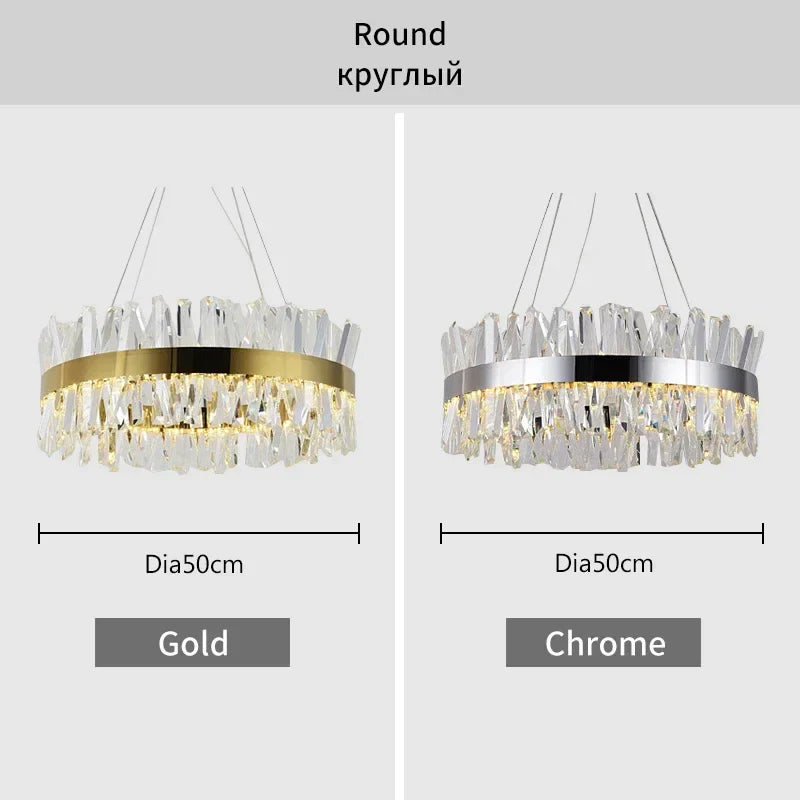 DecorBites™ Crystal Chandelier: Modern LED Chrome Gold Lighting for Living Room Bedroom Kitchen