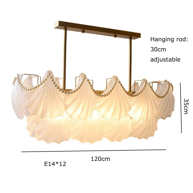 DecorBites™ Crystal Pearl Chain Chandelier: Luxe Hanging Lamp for Exquisite Home Decor