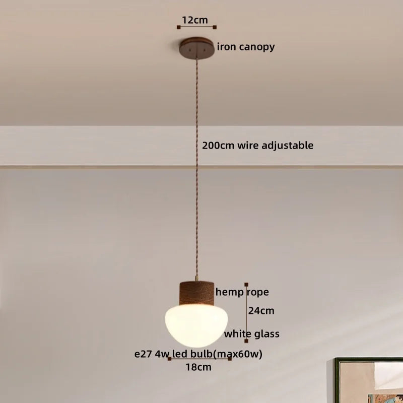 Nordic Glass Pendant Light 3-Head Stone Shade