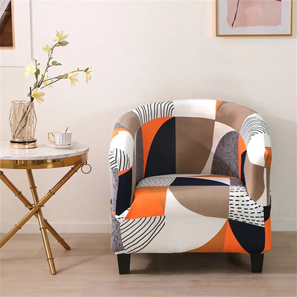 Decobites Printed Tub Chair Cover - Armchair Slipcover for Club Sofa