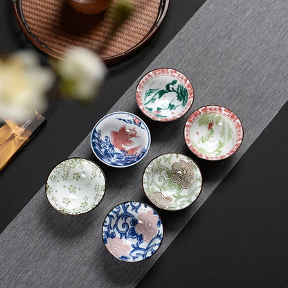 كوب شاي الكونغ فو من سيراميك ديكوربايتس™ باللونين الأزرق والأبيض - أكواب ساكي بورسلين على الطريقة اليابانية