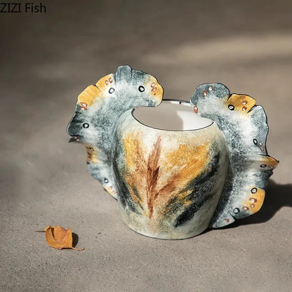 DecorBites™ Butterfly Wings Vase: Artificial Flowers Desk Decor for Aesthetic Room Flowers