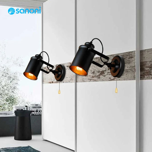 DecorBites™ LED Vintage Wall Lamp - Industrial Loft Style Lighting Fixture with Chain Switch