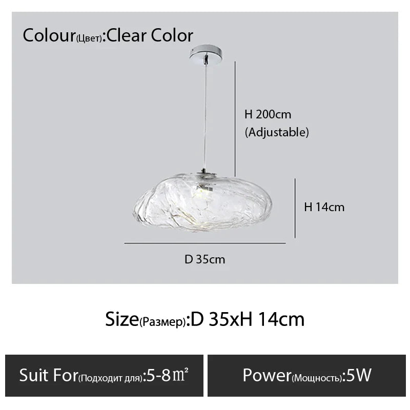 DecorBites™ Glass Cloud Chandelier LED Pendant Lamp for Villa Staircase & Hotel