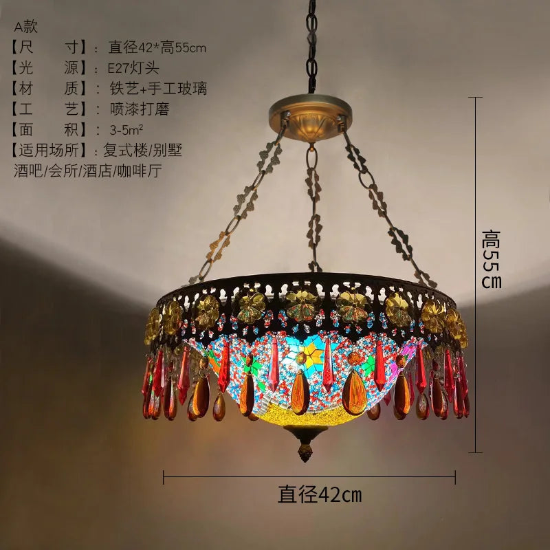 DecorBites™ Bohemian Exotic Stained Glass Pendant Lights LED E27 for Home Decor & Dining
