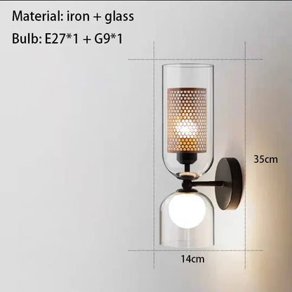 DecorBites™ Clear Glass Wall Light Sconce, Modern Bathroom Bedroom Foyer Lighting Fixtures
