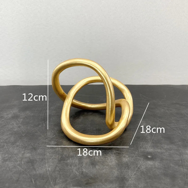 DecorBites™ Gold Ring Knot Geometric Resin Ornaments Handmade Art Decor Figurines
