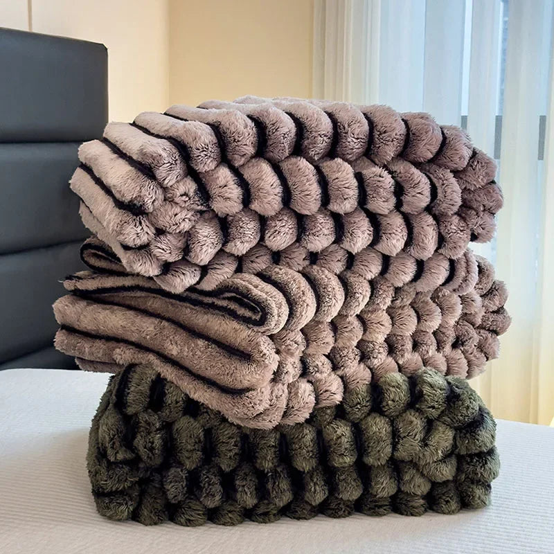 DecorBites™ Dark Faux Rabbit Plush Blanket: Super Soft Comforter for Office Napping and Bed