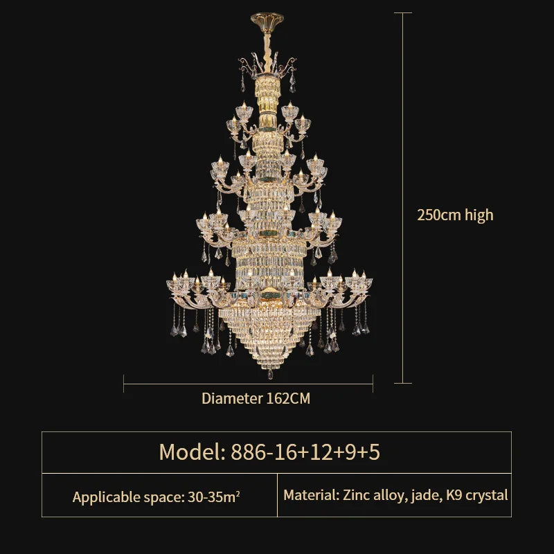 DecorBites™ Duplex European Crystal Chandelier for Staircase with Hollow Design
