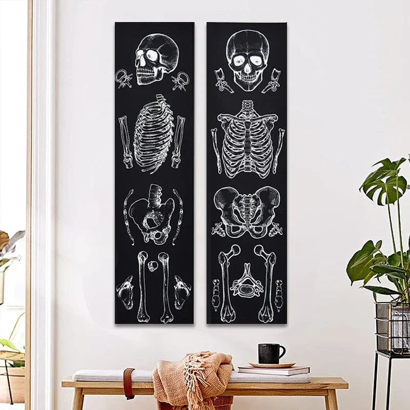 Decobites Skull Tapestry: Psychedelic Skeleton Hippie Wall Hanging & Mandala Art