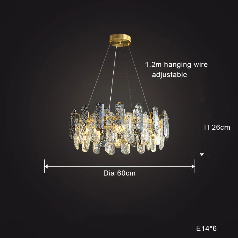 DecorBites™ Crystal Round Chandelier: Modern Dining Room Lighting Fixture, Nordic Style Decoration