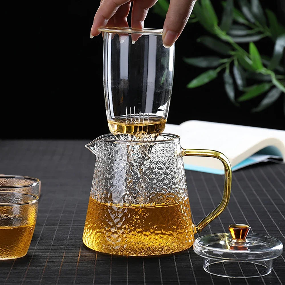 DecorBites™ Heat-Resistant Glass Teapot with Pu Erh Infuser for Tea Brewing