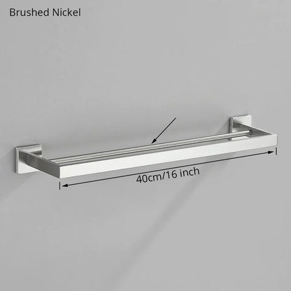 مجموعة أدوات الحمام من DecorBites™ المصنوعة من النيكل المصقول: خطاف رداء، سكة مناشف، رف بار، رف، حامل مناديل