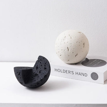 ديكور بايتس™ - زينة سيراميكية هندسية كروية على شكل قمر - إكسسوار ديكور منزلي