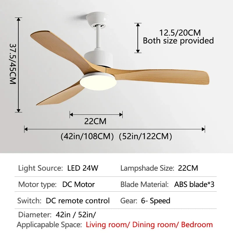 DecorBites™ 52" DC Motor Ceiling Fan with LED Light & Remote Control