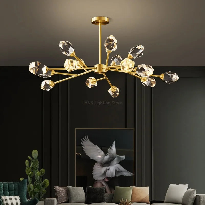 DecorBites™ Black Gold Crystal Chandelier LED Light for Luxury Home Decor