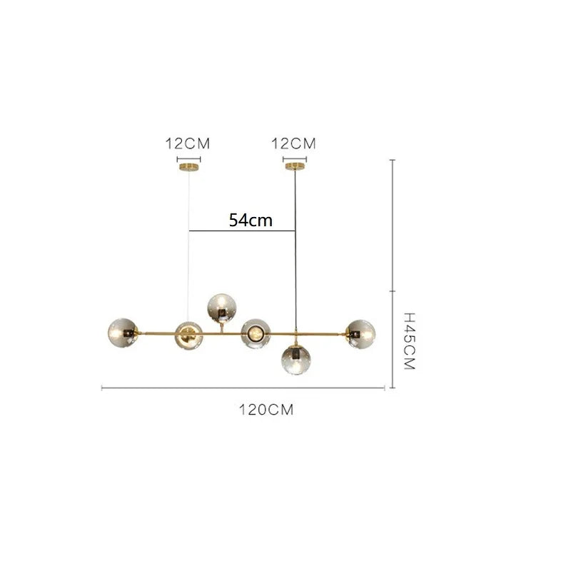 Lámpara de techo colgante de bola de cristal DecorBites™: Iluminación moderna de arte nórdico para comedor y loft
