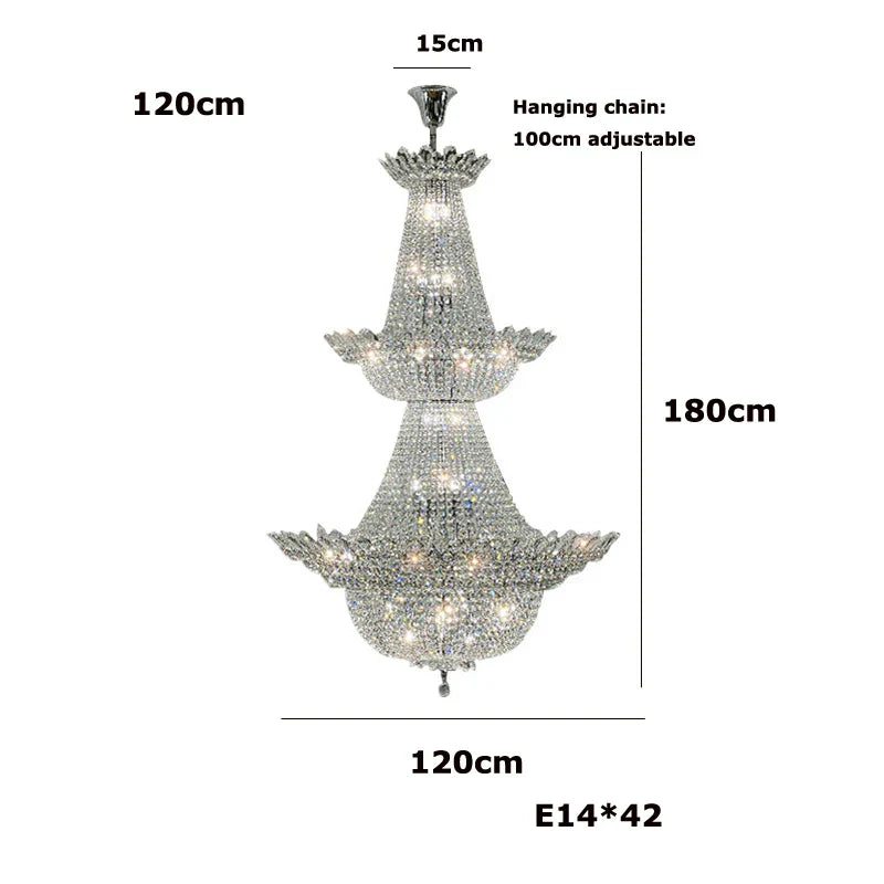 Crystal Gold Ceiling Chandelier 150cm Gold Hardware