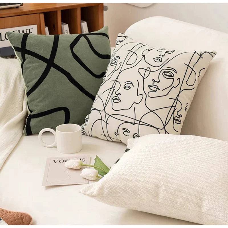 DecorBites™ Beige Textured Pillow Cover Abstract Design 45x45, Lumbar Support & Decor Accessory