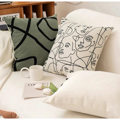 DecorBites™ Beige Textured Pillow Cover Abstract Design 45x45, Lumbar Support & Decor Accessory