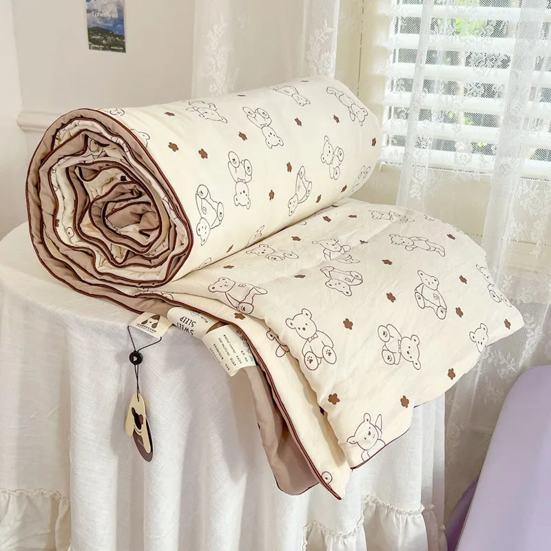 DecorBites™ Cartoon Summer Blanket, Pure Cotton Soybean Fiber, Student Single Double Bed