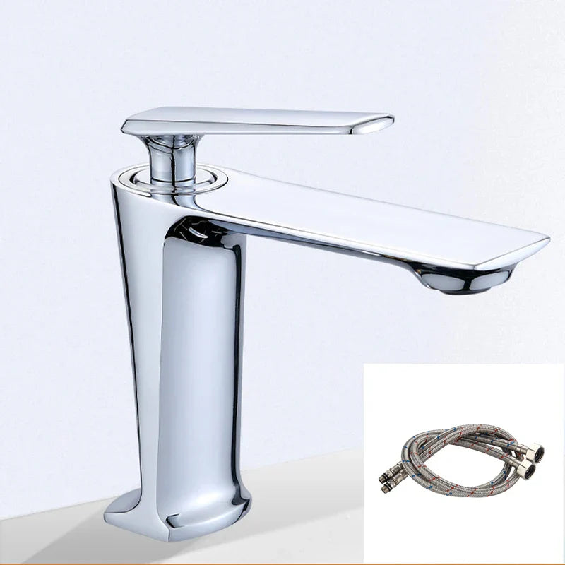 DecorBites™ Gold Basin Mixer with Single Handel for Bathroom Vanity, Chrome Finish