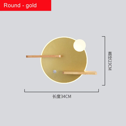 DecorBites™ LED Bedside Shelf Wall Lamp with USB Charger - Modern Minimalist Bedroom Reading Light