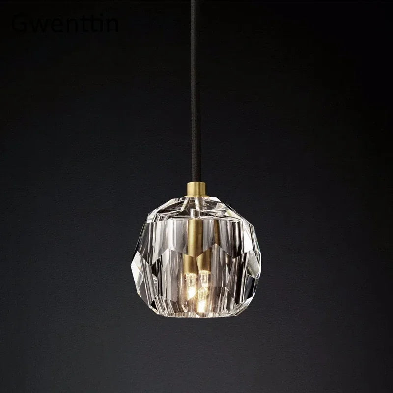 Gold Crystal Pendant Light K9 Nordic Kitchen