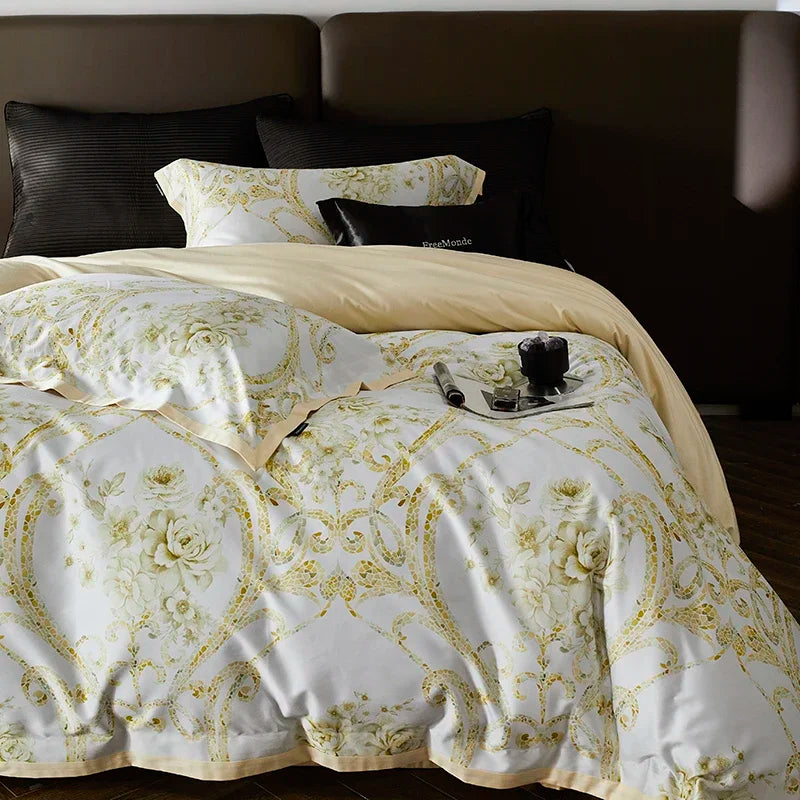 Juego de cama DecorBites™ Luxe 100s de algodón egipcio: sábana, manta, funda nórdica y funda de almohada