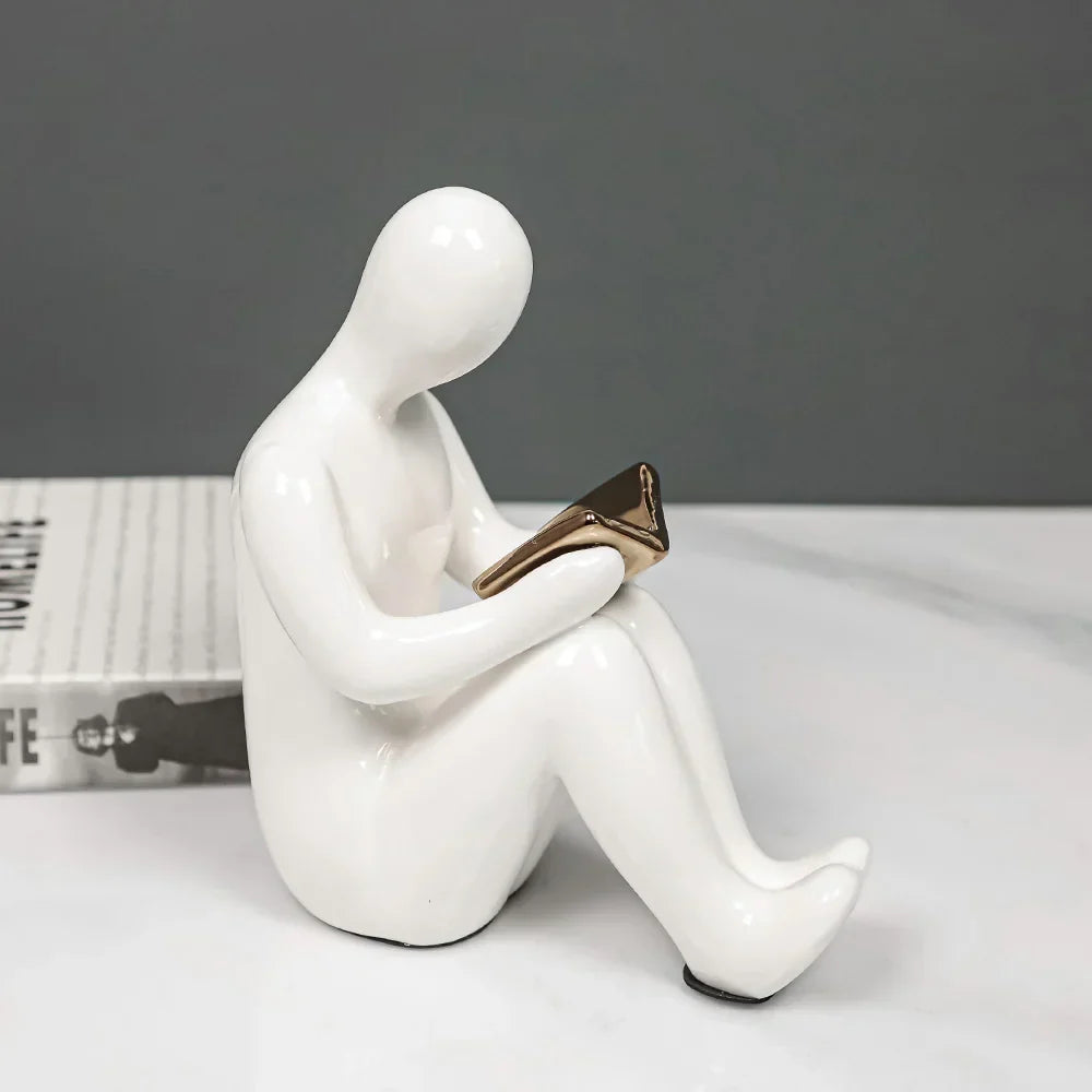 مجموعة حوامل كتب سيراميكية تجريدية على الطراز الشمالي لتزيين خزانة الكتب في المكتب