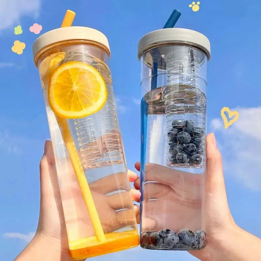 DecorBites™ 700ml Filtered Water Bottle with Straw, Lid, Ideal for School, Sports, Outdoors