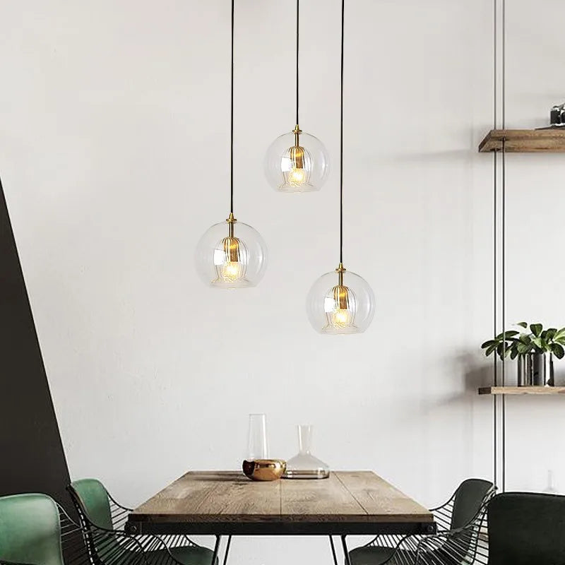 Lámpara colgante de bola de vidrio dorado Decorbites™ para la decoración del comedor y el dormitorio