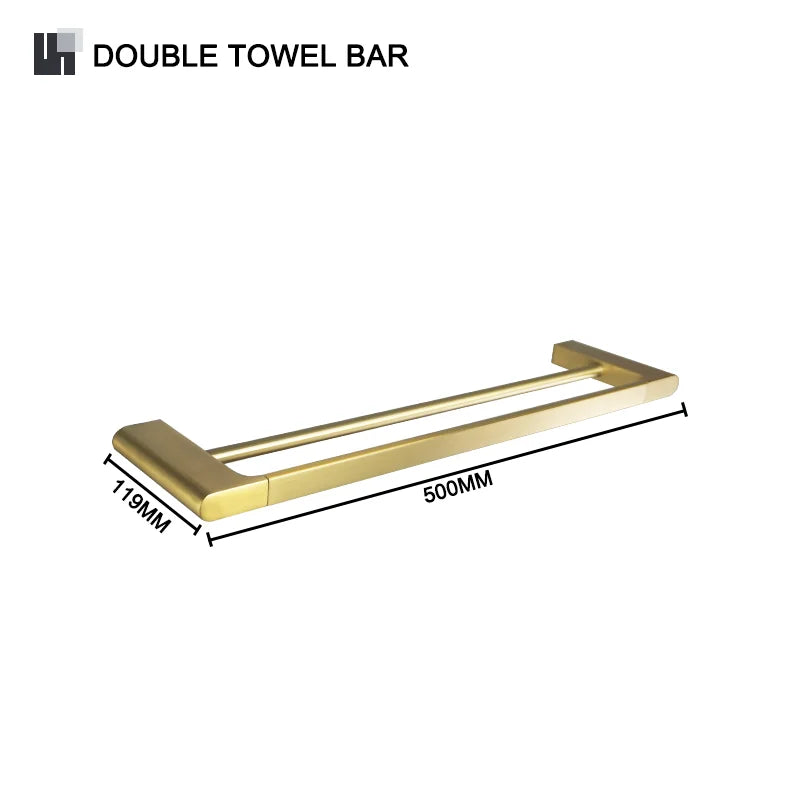 Conjunto de Accesorios de Baño Decorbites™ Gold: Barra de Toallas, Soporte para Papel Higiénico, Estante de Toallas, Gancho