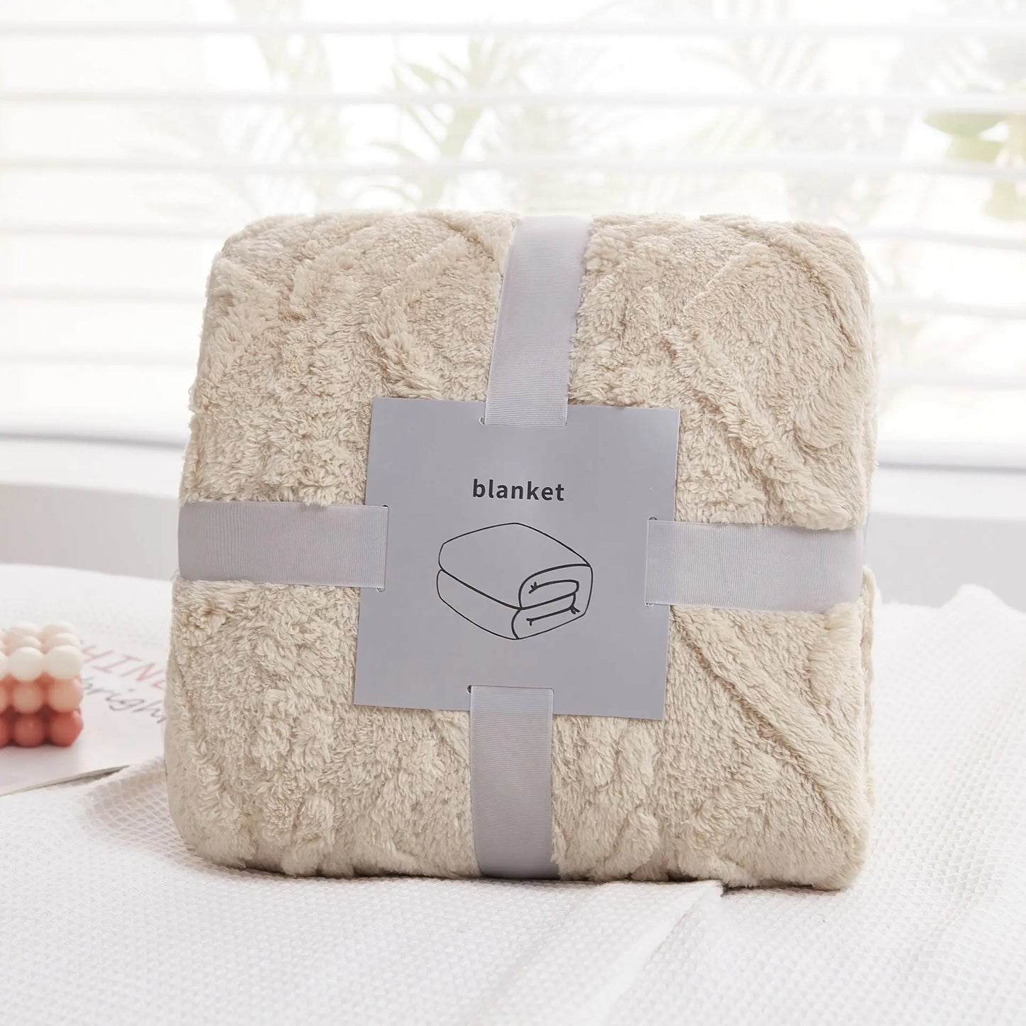 Manta de felpa jacquard acogedora DecorBites™: suave manta de invierno para el sofá, chal para la siesta en la oficina o de viaje.