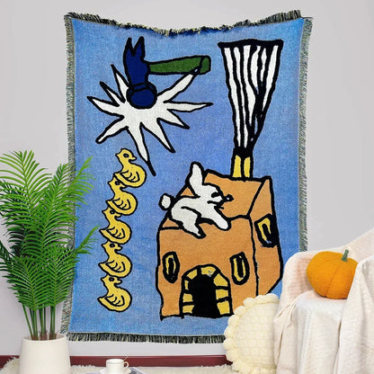 بطانية أريكة من نسيج ديكوربايتس™ بلمسة جمالية تجريدية