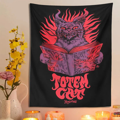 Mystic Cat Tapestry Wall Hanging for Witchcraft and Tarot by Decobites