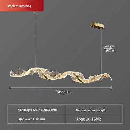 DecorBites™ Gold Wave Design Acrylic Pendant Light Chandelier for Living Room & Kitchen