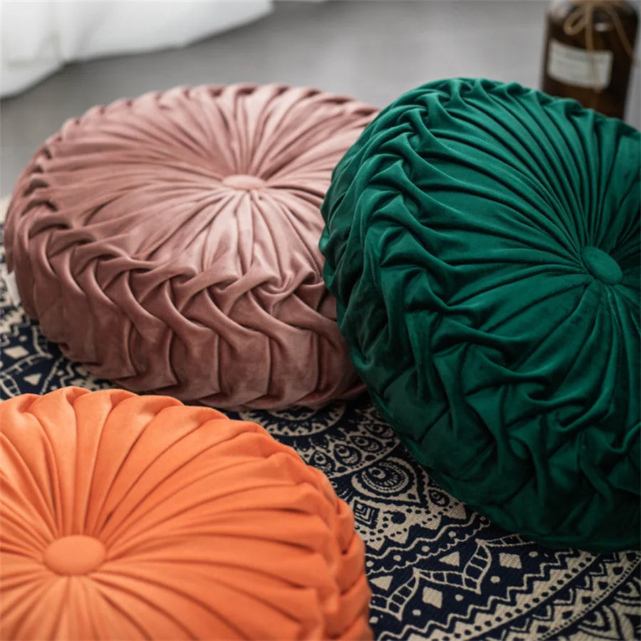 DecorBites™ Dutch Velvet Round Seat Cushion: Modern & Comfortable Back Support for Living Room.