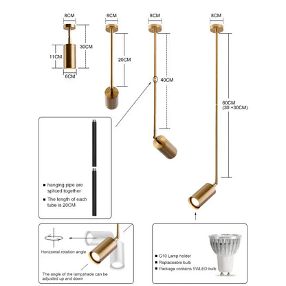 Nordic Adjustable Black or Brass Pendant Light
