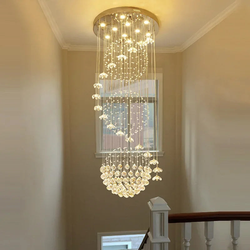 DecorBites™ Crystal Hanging Loft Chandelier - Elegant Ceiling Lighting for Staircase and Room Decor