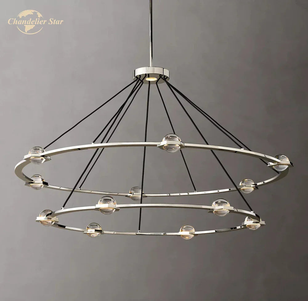 DecorBites™ Éclatant Two-Tier Round Crystal Chandelier for Living & Dining Room