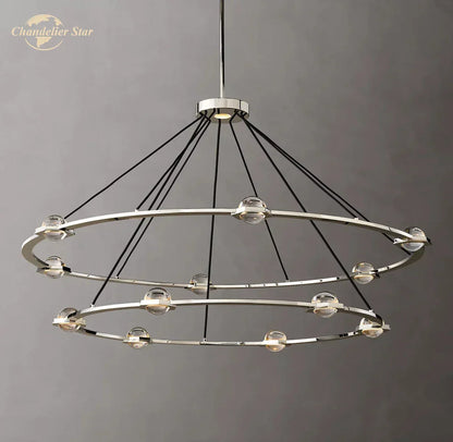 DecorBites™ Éclatant Two-Tier Round Crystal Chandelier for Living & Dining Room