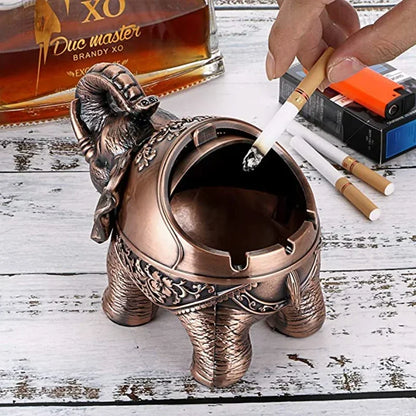 DecorBites™ Elephant Shaped Windproof Ashtray with Lid for Home and Office