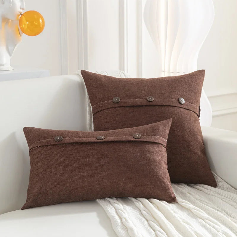 Decorbites™ Leinen-Knopf-Sofakissenbezugsset für Wohnzimmer und Bett