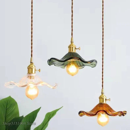 Modern Colorful Glass and Copper Pendant Light