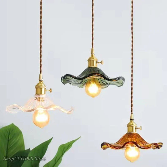 Modern Colorful Glass and Copper Pendant Light