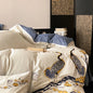 Decobites Red-crowned Crane Embroidery Bedding Set, 40S Washed Cotton, Soft & Skin Friendly